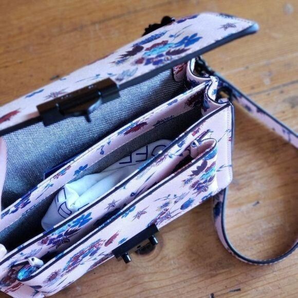 Rebecca Minkoff Christy Floral Shoulder Crossbody Saffiano Leather Handbag Chain - Picture 6 of 8